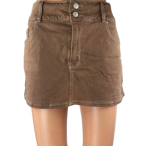 Pacsun Women's Brown High Waisted Straight Pencil Denim Jean Skirt Size 29 - Picture 1 of 4